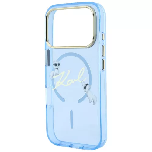 Karl Lagerfeld - IML Choupette and Karl Script Logo MagSafe (KLHMP18X5HKSCAL) - iPhone 18 Pro Max / iPhone 17 Pro Max - Light Blue