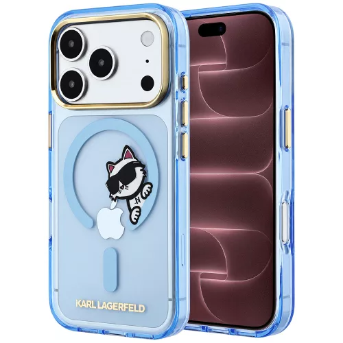 Karl Lagerfeld - IML Peekaboo Print Metal Frame MagSafe (KLHMP18X6HCPSCB) - iPhone 18 Pro Max / iPhone 17 Pro Max - Light Blue