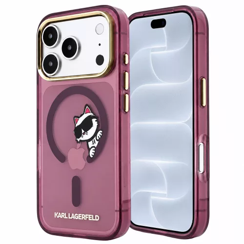 Karl Lagerfeld - IML Peekaboo Print Metal Frame MagSafe (KLHMP18L6HCPSCR) - iPhone 18 Pro / iPhone 17 Pro - Burgundy