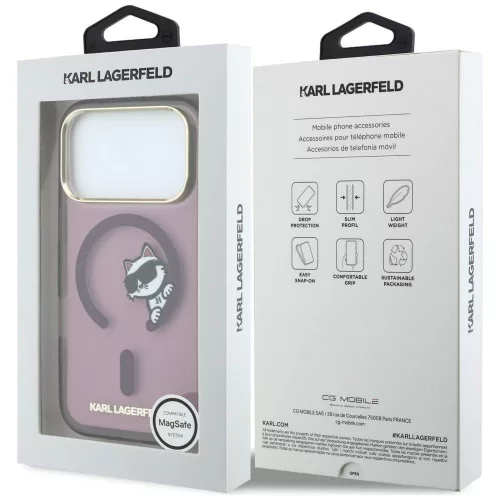 Karl Lagerfeld - IML Peekaboo Print Metal Frame MagSafe (KLHMP18L6HCPSCR) - iPhone 18 Pro / iPhone 17 Pro - Burgundy