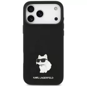   Karl Lagerfeld - Silicone Choupette Metal Pin (KLHCP18XSMHCNPK) - iPhone 18 Pro Max / iPhone 17 Pro Max - Black