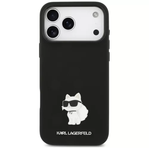 Karl Lagerfeld - Silicone Choupette Metal Pin (KLHCP18XSMHCNPK) - iPhone 18 Pro Max / iPhone 17 Pro Max - Black