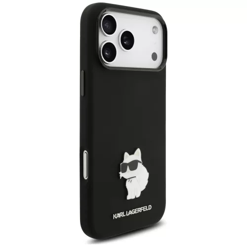 Karl Lagerfeld - Silicone Choupette Metal Pin (KLHCP18XSMHCNPK) - iPhone 18 Pro Max / iPhone 17 Pro Max - Black