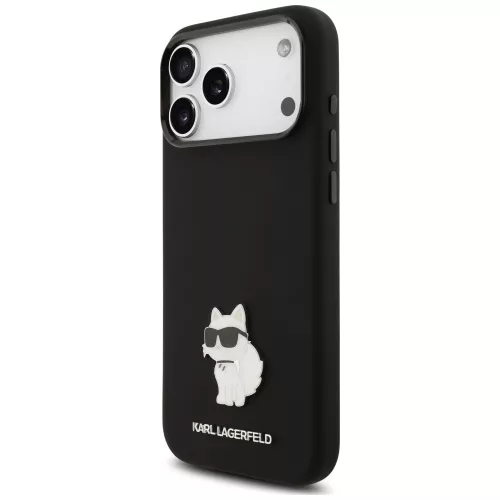 Karl Lagerfeld - Silicone Choupette Metal Pin (KLHCP18XSMHCNPK) - iPhone 18 Pro Max / iPhone 17 Pro Max - Black