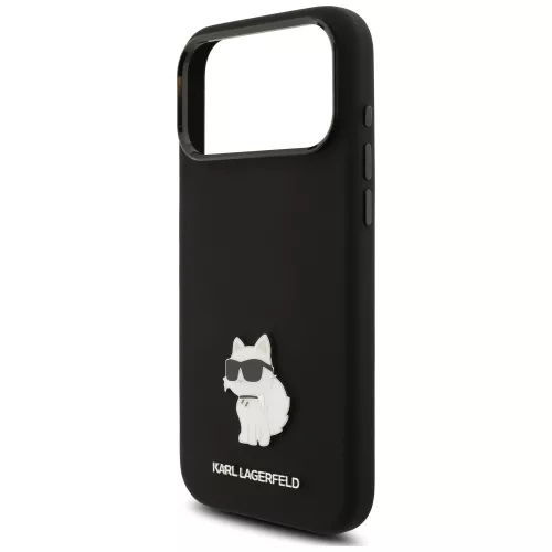 Karl Lagerfeld - Silicone Choupette Metal Pin (KLHCP18XSMHCNPK) - iPhone 18 Pro Max / iPhone 17 Pro Max - Black