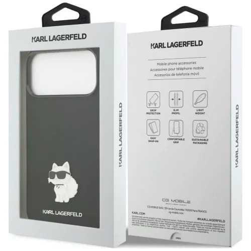Karl Lagerfeld - Silicone Choupette Metal Pin (KLHCP18XSMHCNPK) - iPhone 18 Pro Max / iPhone 17 Pro Max - Black