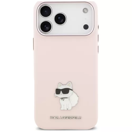 Karl Lagerfeld - Silicone Choupette Metal Pin (KLHCP18XSMHCNPP) - iPhone 18 Pro Max / iPhone 17 Pro Max - Pink