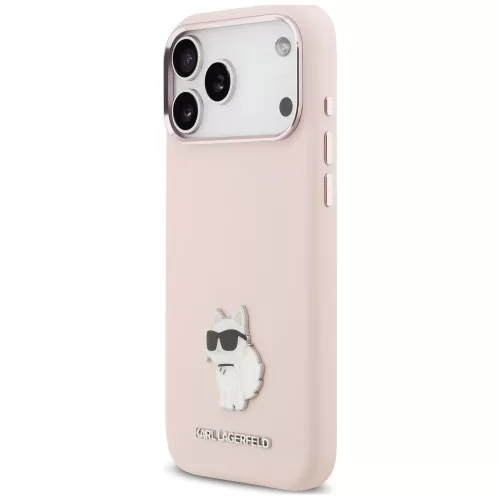 Karl Lagerfeld - Silicone Choupette Metal Pin (KLHCP18XSMHCNPP) - iPhone 18 Pro Max / iPhone 17 Pro Max - Pink