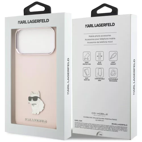 Karl Lagerfeld - Silicone Choupette Metal Pin (KLHCP18XSMHCNPP) - iPhone 18 Pro Max / iPhone 17 Pro Max - Pink