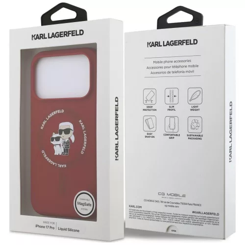 Karl Lagerfeld - Silicone KC Body Ring MagSafe (KLHMP18LSCMKCRHR) - iPhone 18 Pro /  iPhone 17 Pro - Red