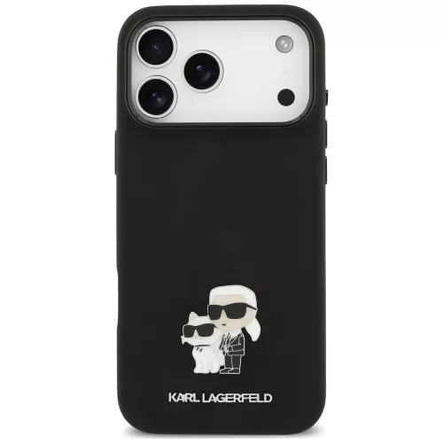Karl Lagerfeld - Silicone Karl & Choupette Metal Pin (KLHCP18XSMHKCNPK) - iPhone 18 Pro Max / iPhone 17 Pro Max - Balck