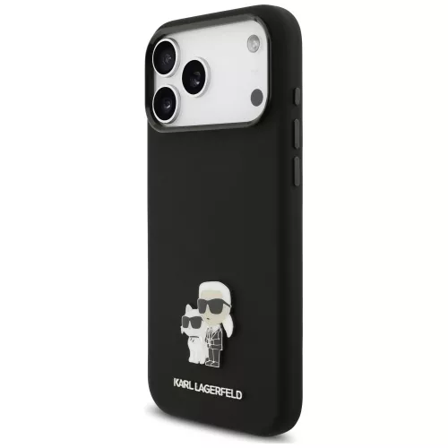 Karl Lagerfeld - Silicone Karl & Choupette Metal Pin (KLHCP18XSMHKCNPK) - iPhone 18 Pro Max / iPhone 17 Pro Max - Balck