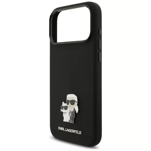Karl Lagerfeld - Silicone Karl & Choupette Metal Pin (KLHCP18XSMHKCNPK) - iPhone 18 Pro Max / iPhone 17 Pro Max - Balck