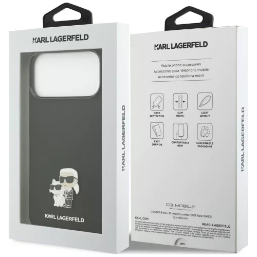 Karl Lagerfeld - Silicone Karl & Choupette Metal Pin (KLHCP18XSMHKCNPK) - iPhone 18 Pro Max / iPhone 17 Pro Max - Balck