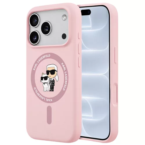 Karl Lagerfeld - Silicone KC Body Ring MagSafe (KLHMP18LSCMKCRHP) - iPhone 18 Pro / iPhone 17 Pro - Pink
