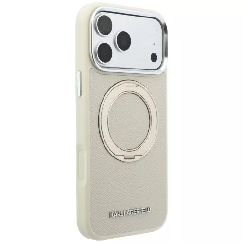 Karl Lagerfeld - Ring Stand 360 Saffiano MagSafe (KLHMP18L6PSARSKME) - iPhone 18 Pro / iPhone 17 Pro - Beige