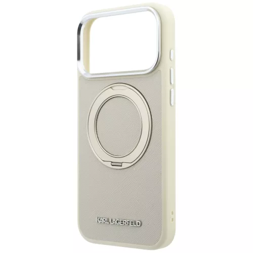 Karl Lagerfeld - Ring Stand 360 Saffiano MagSafe (KLHMP18L6PSARSKME) - iPhone 18 Pro / iPhone 17 Pro - Beige
