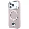 Karl Lagerfeld - Leather Ring Stand 360 C Pin MagSafe (KLHMP18LPSRSCHHP) - iPhone 18 Pro / iPhone 17 Pro - Pink