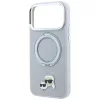 Karl Lagerfeld - Leather Ring Stand 360 KC Pin MagSafe (KLHMP18XPSRSKCHG) - iPhone 18 Pro Max / iPhone 17 Pro Max - Grey