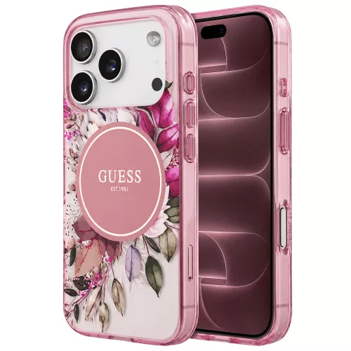 Guess - IML Flower & Tonal Circle MagSafe (GUHMP18XHFWBDCEP) - iPhone 18 Pro Max / iPhone 17 Pro Max - Pink