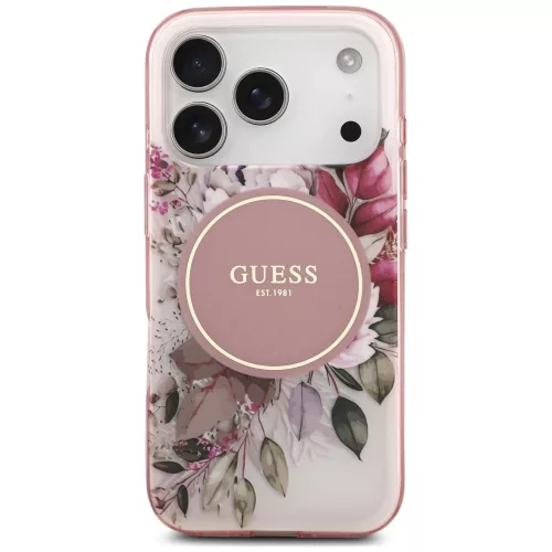 Guess - IML Flower & Tonal Circle MagSafe (GUHMP18LHFWBDCEP) - iPhone 18 Pro / iPhone 17 Pro - Pink
