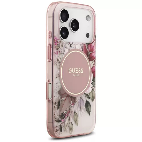 Guess - IML Flower & Tonal Circle MagSafe (GUHMP18LHFWBDCEP) - iPhone 18 Pro / iPhone 17 Pro - Pink