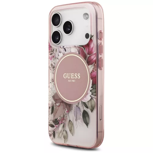 Guess - IML Flower & Tonal Circle MagSafe (GUHMP18LHFWBDCEP) - iPhone 18 Pro / iPhone 17 Pro - Pink