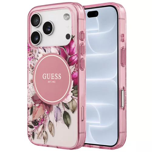 Guess - IML Flower & Tonal Circle MagSafe (GUHMP18LHFWBDCEP) - iPhone 18 Pro / iPhone 17 Pro - Pink