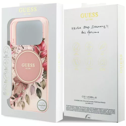 Guess - IML Flower & Tonal Circle MagSafe (GUHMP18LHFWBDCEP) - iPhone 18 Pro / iPhone 17 Pro - Pink