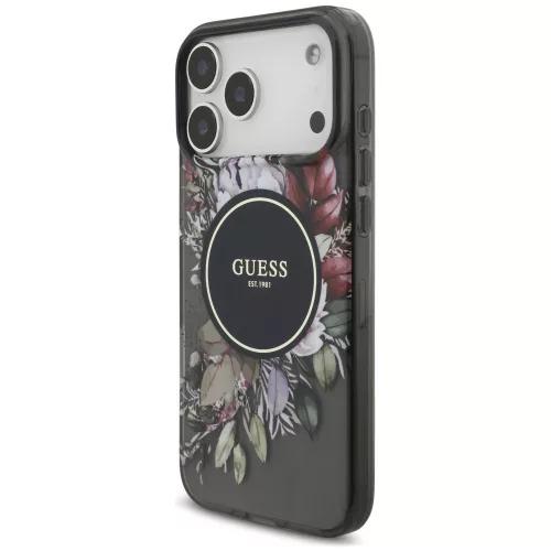 Guess - IML Flowers with Pearl Strap MagSafe (GUHMP18XHFWBRCESK) - iPhone 18 Pro Max / iPhone 17 Pro Max - Black