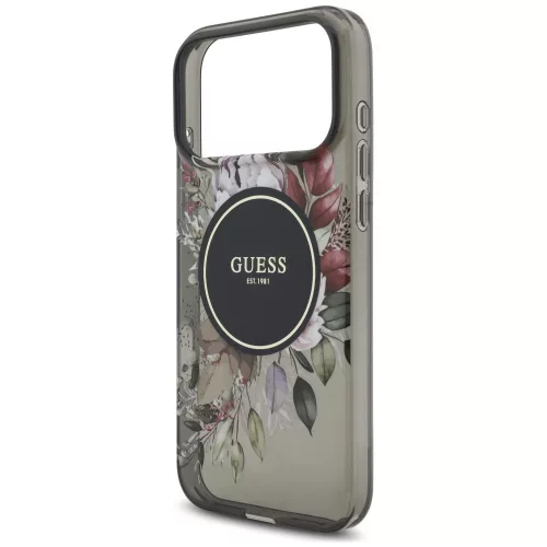 Guess - IML Flowers with Pearl Strap MagSafe (GUHMP18XHFWBRCESK) - iPhone 18 Pro Max / iPhone 17 Pro Max - Black