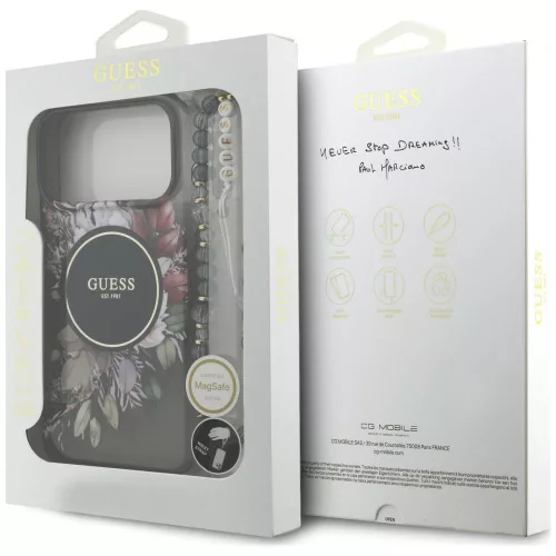 Guess - IML Flowers with Pearl Strap MagSafe (GUHMP18XHFWBRCESK) - iPhone 18 Pro Max / iPhone 17 Pro Max - Black