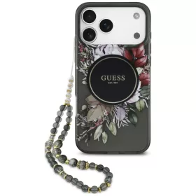   Guess - IML Flowers with Pearl Strap MagSafe (GUHMP18LHFWBRCESK) - iPhone 18 Pro / iPhone 17 Pro - Black