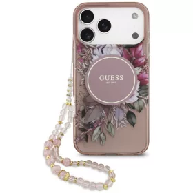   Guess - IML Flowers with Pearl Strap MagSafe (GUHMP18XHFWBRCESP) - iPhone 18 Pro Max / iPhone 17 Pro Max - Pink