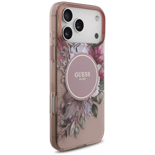 Guess - IML Flowers with Pearl Strap MagSafe (GUHMP18XHFWBRCESP) - iPhone 18 Pro Max / iPhone 17 Pro Max - Pink