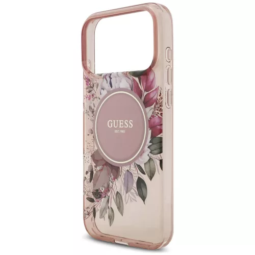 Guess - IML Flowers with Pearl Strap MagSafe (GUHMP18XHFWBRCESP) - iPhone 18 Pro Max / iPhone 17 Pro Max - Pink