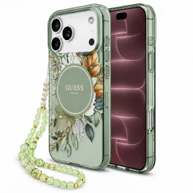   Guess - IML Flowers with Pearl Strap MagSafe (GUHMP18XHFWBRCESN) - iPhone 18 Pro Max / iPhone 17 Pro Max - Green