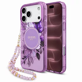   Guess - IML Flowers with Pearl Strap MagSafe (GUHMP18XHFWBRCESU) - iPhone 18 Pro Max / iPhone 17 Pro Max - Purple