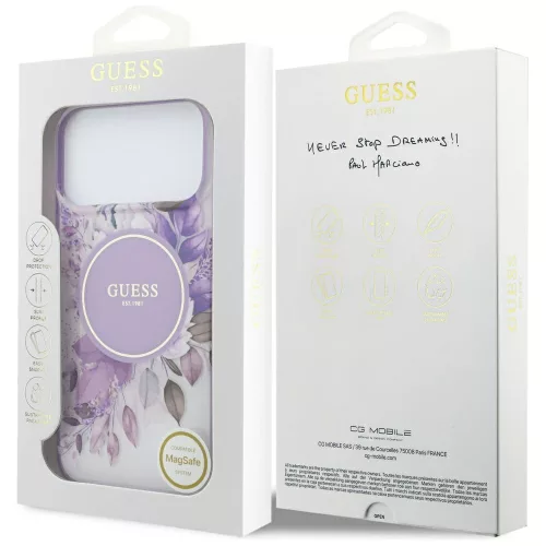 Guess - IML Flowers with Pearl Strap MagSafe (GUHMP18XHFWBRCESU) - iPhone 18 Pro Max / iPhone 17 Pro Max - Purple