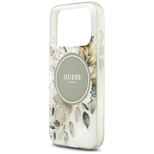 Guess - IML Flowers with Pearl Strap MagSafe (GUHMP18LHFWBRCESN) - iPhone 18 Pro / iPhone 17 Pro - Green