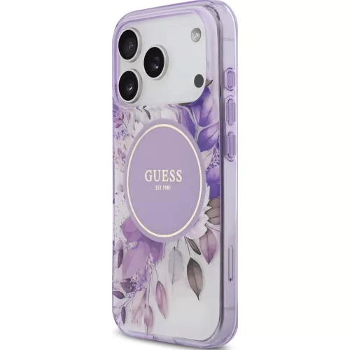 Guess - IML Flowers with Pearl Strap MagSafe (GUHMP18LHFWBRCESU) - iPhone 18 Pro / iPhone 17 Pro - Purple