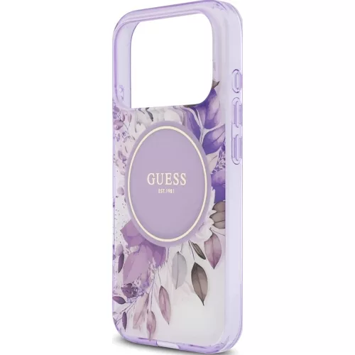 Guess - IML Flowers with Pearl Strap MagSafe (GUHMP18LHFWBRCESU) - iPhone 18 Pro / iPhone 17 Pro - Purple