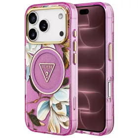   Guess - IML Metal Glitter Flowers Triangle MagSafe (GUHMP18XHFLPEDU) - iPhone 18 Pro Max / iPhone 17 Pro Max - Purple