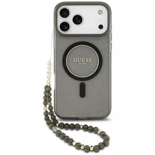 Guess - IML Glitter with Pearl Strap MagSafe (GUHMP18XHGCRELSK) - iPhone 18 Pro Max / iPhone 17 Pro Max - Black