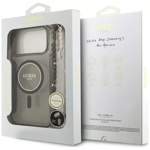 Guess - IML Glitter with Pearl Strap MagSafe (GUHMP18XHGCRELSK) - iPhone 18 Pro Max / iPhone 17 Pro Max - Black