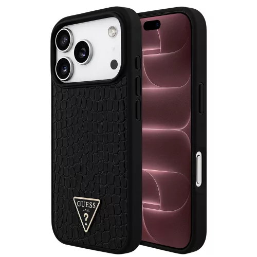 Guess - Croco Triangle Logo MagSafe (GUHMP18XPCRTHCK) - iPhone 18 Pro Max / iPhone 17 Pro Max - Black