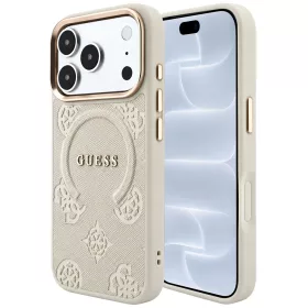   Guess - Saffiano Peony & Ring MagSafe (GUHMP18LPSAMSECE) - iPhone 18 Pro / iPhone 17 Pro - Beige