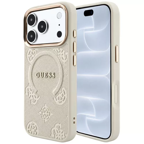 Guess - Saffiano Peony & Ring MagSafe (GUHMP18LPSAMSECE) - iPhone 18 Pro / iPhone 17 Pro - Beige