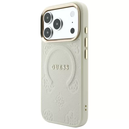 Guess - Saffiano Peony & Ring MagSafe (GUHMP18LPSAMSECE) - iPhone 18 Pro / iPhone 17 Pro - Beige