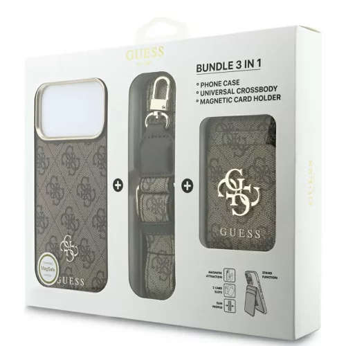 Guess - Hardcase 4G Cardslot & Big Strap MagSafe (GUBPHUP18LP4SM44CW) - iPhone 18 Pro / iPhone 17 Pro - Brown